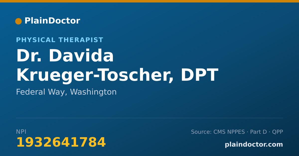 Shareable card for Davida Krueger-Toscher, DPT - Physical Therapist, Federal Way, WA