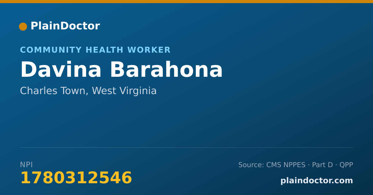 Shareable card for Davina Barahona - Community Health Worker, Charles Town, WV