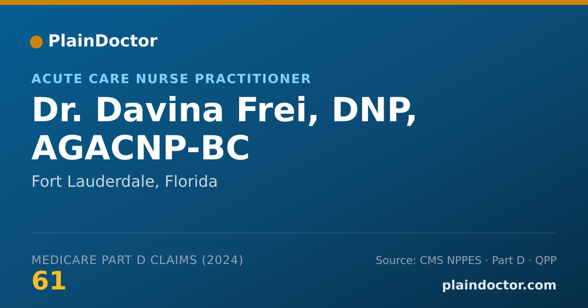 Shareable card for Davina Frei, DNP, AGACNP-BC - Acute Care Nurse Practitioner, Fort Lauderdale, FL
