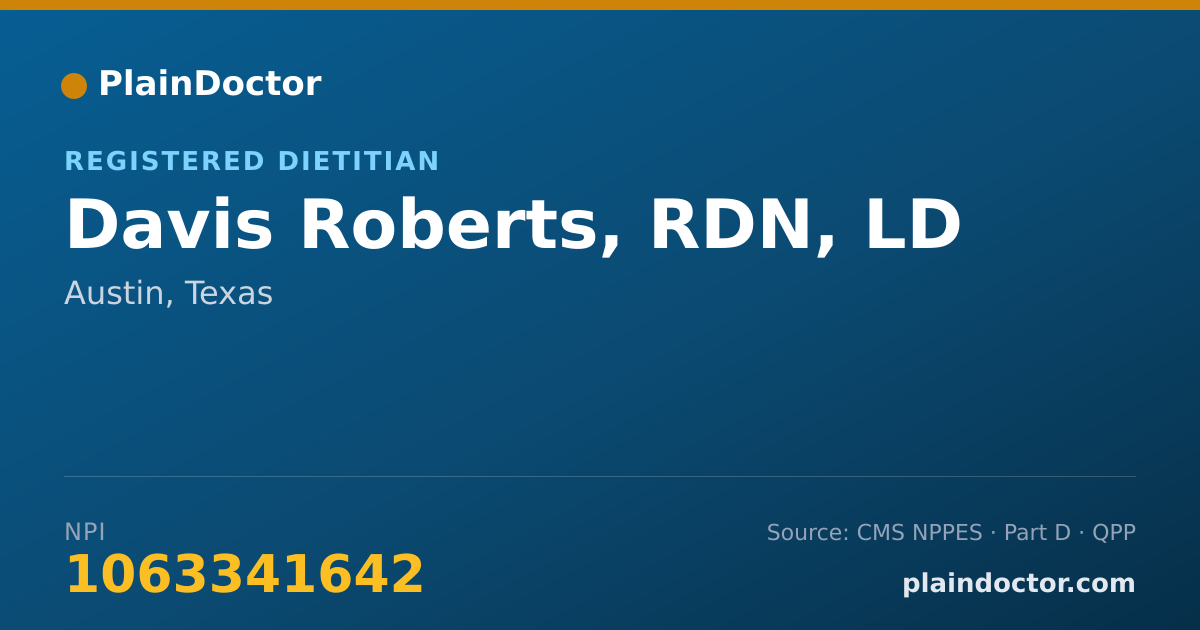 Shareable card for Davis Roberts, RDN, LD - Registered Dietitian, Austin, TX