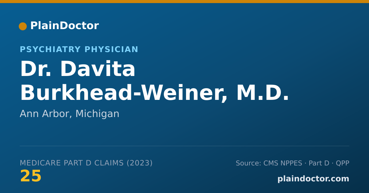 Shareable card for Davita Burkhead-Weiner, M.D. - Psychiatry Physician, Ann Arbor, MI