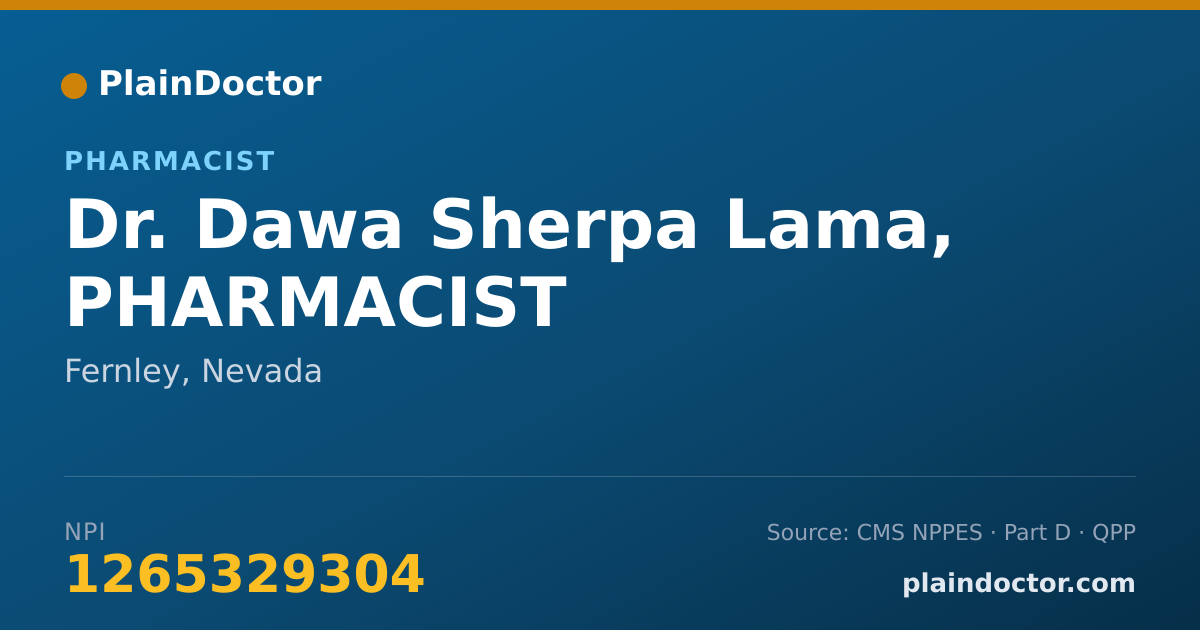 Shareable card for Dawa Sherpa Lama, PHARMACIST - Pharmacist, Fernley, NV