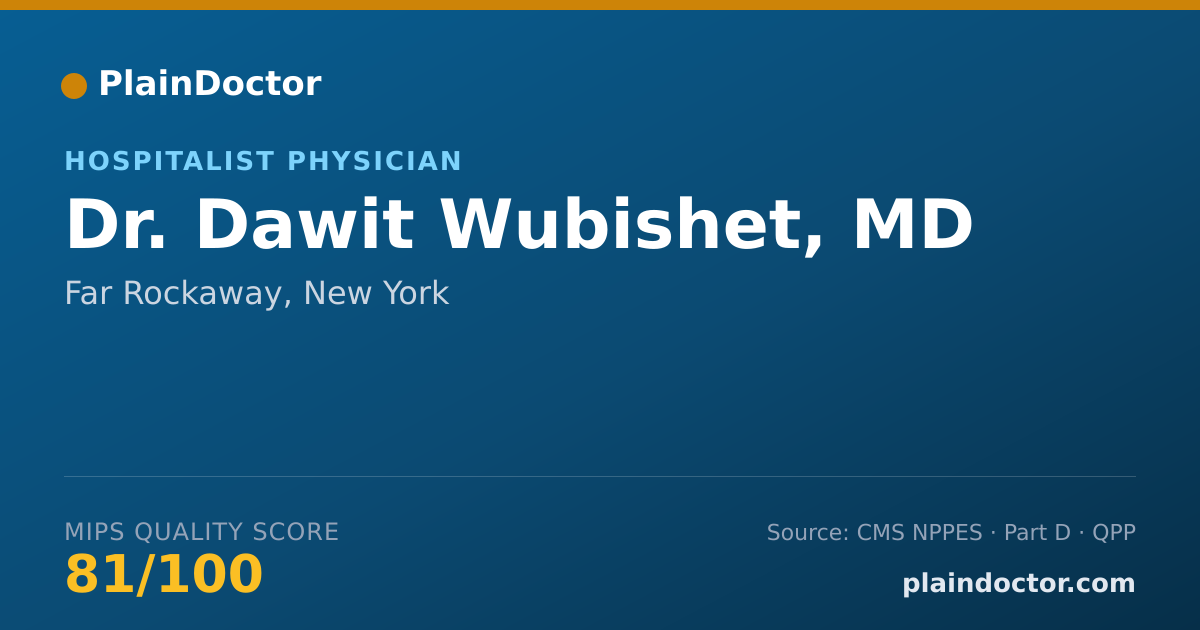 Shareable card for Dawit Wubishet, MD - Hospitalist Physician, Far Rockaway, NY