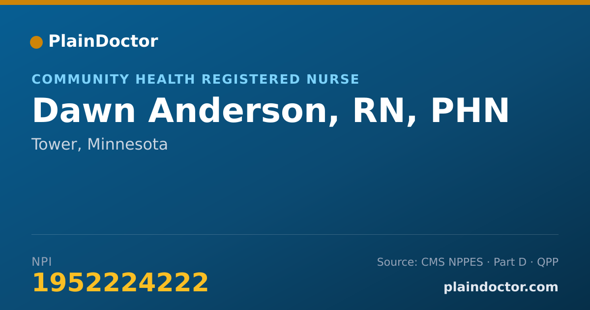 Shareable card for Dawn Anderson, RN, PHN - Community Health Registered Nurse, Tower, MN