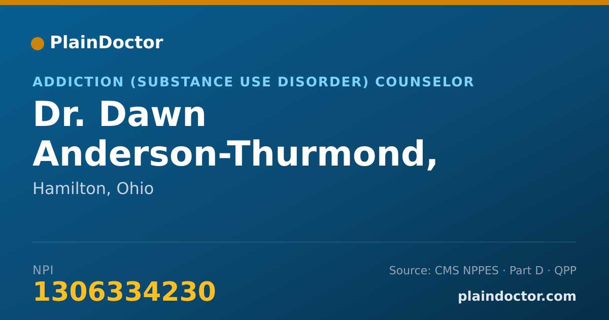 Shareable card for Dawn Anderson-Thurmond, CDCA - Addiction (Substance Use Disorder) Counselor, Hamilton, OH