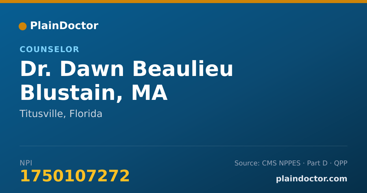 Shareable card for Dawn Beaulieu Blustain, MA - Counselor, Titusville, FL