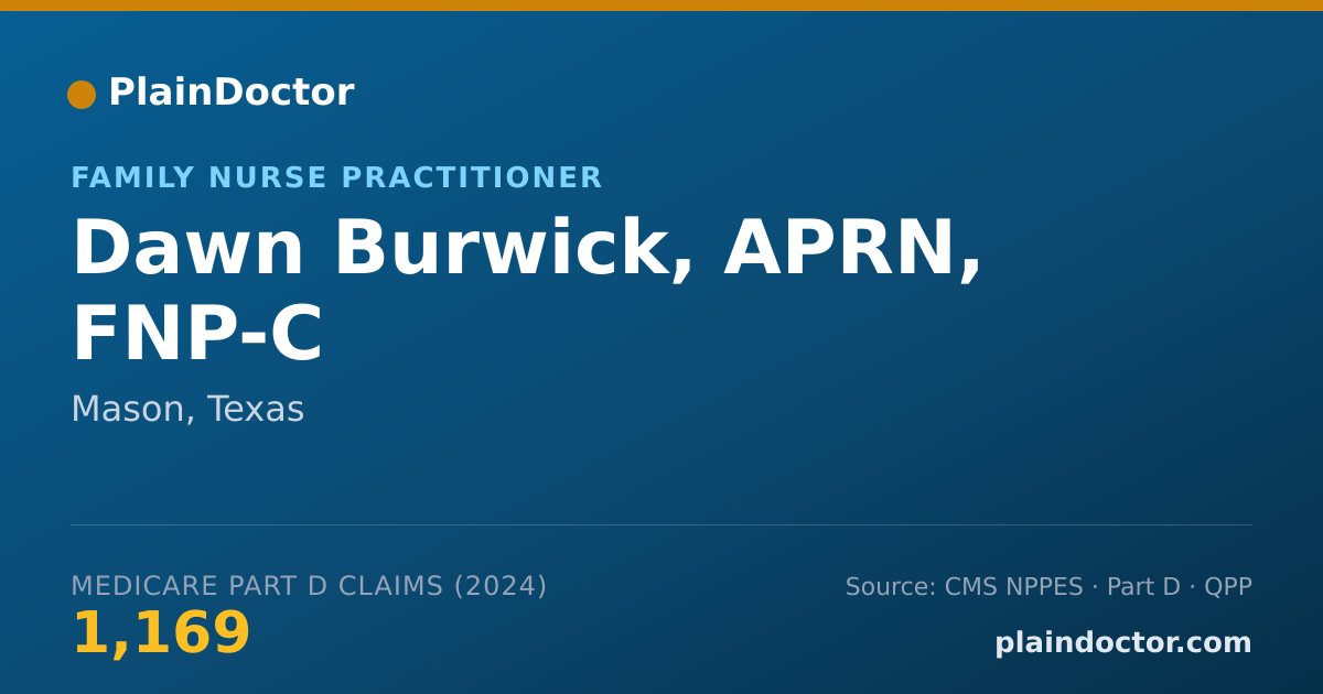 Shareable card for Dawn Burwick, APRN, FNP-C - Family Nurse Practitioner, Mason, TX