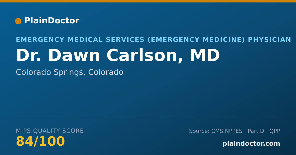 Shareable card for Dawn Carlson, MD - Emergency Medical Services (Emergency Medicine) Physician, Colorado Springs, CO