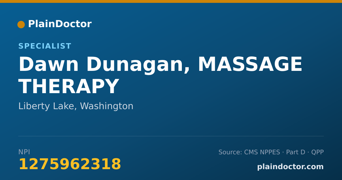 Shareable card for Dawn Dunagan, MASSAGE THERAPY - Specialist, Liberty Lake, WA
