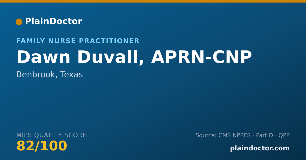 Shareable card for Dawn Duvall, APRN-CNP - Family Nurse Practitioner, Benbrook, TX