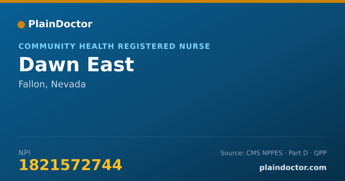 Shareable card for Dawn East - Community Health Registered Nurse, Fallon, NV