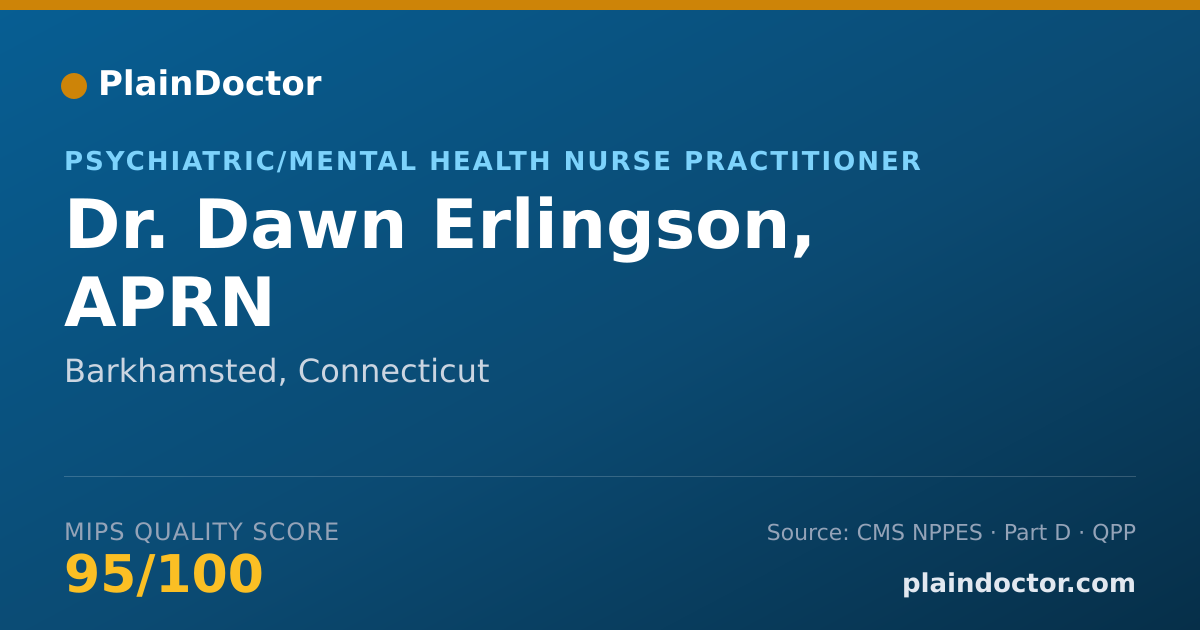 Shareable card for Dawn Erlingson, APRN - Psychiatric/Mental Health Nurse Practitioner, Barkhamsted, CT