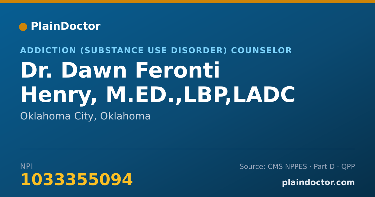 Shareable card for Dawn Feronti Henry, M.ED.,LBP,LADC - Addiction (Substance Use Disorder) Counselor, Oklahoma City, OK