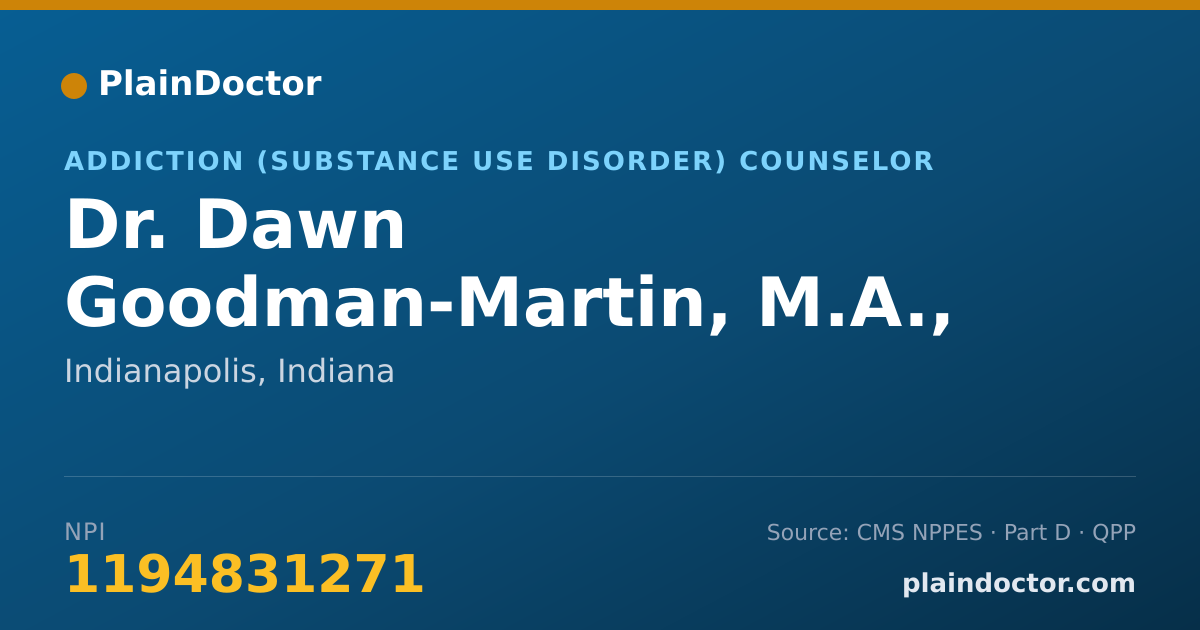 Shareable card for Dawn Goodman-Martin, M.A., LMHC, NCC - Addiction (Substance Use Disorder) Counselor, Indianapolis, IN