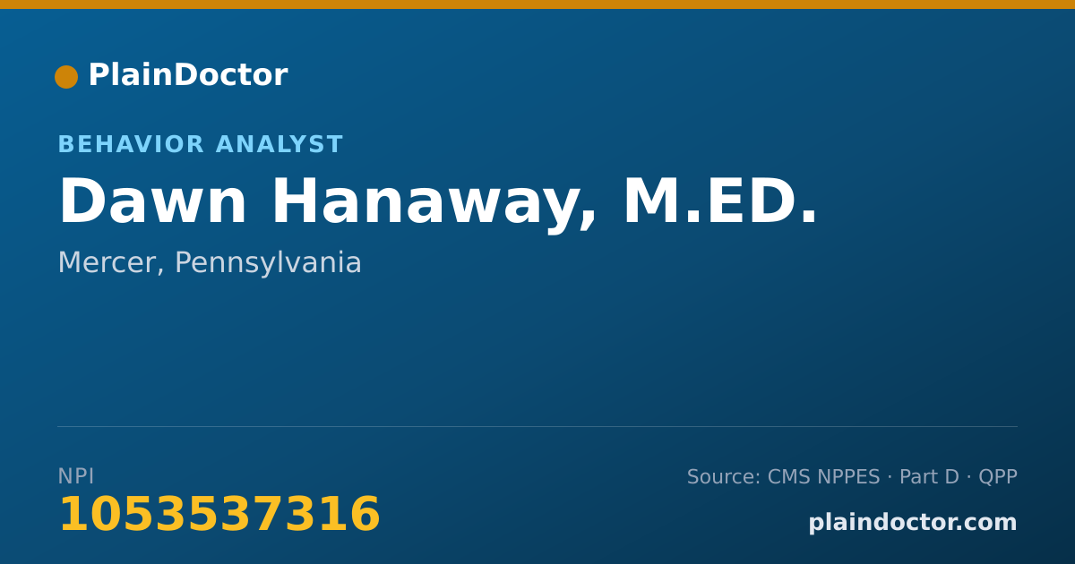 Shareable card for Dawn Hanaway, M.ED. - Behavior Analyst, Mercer, PA