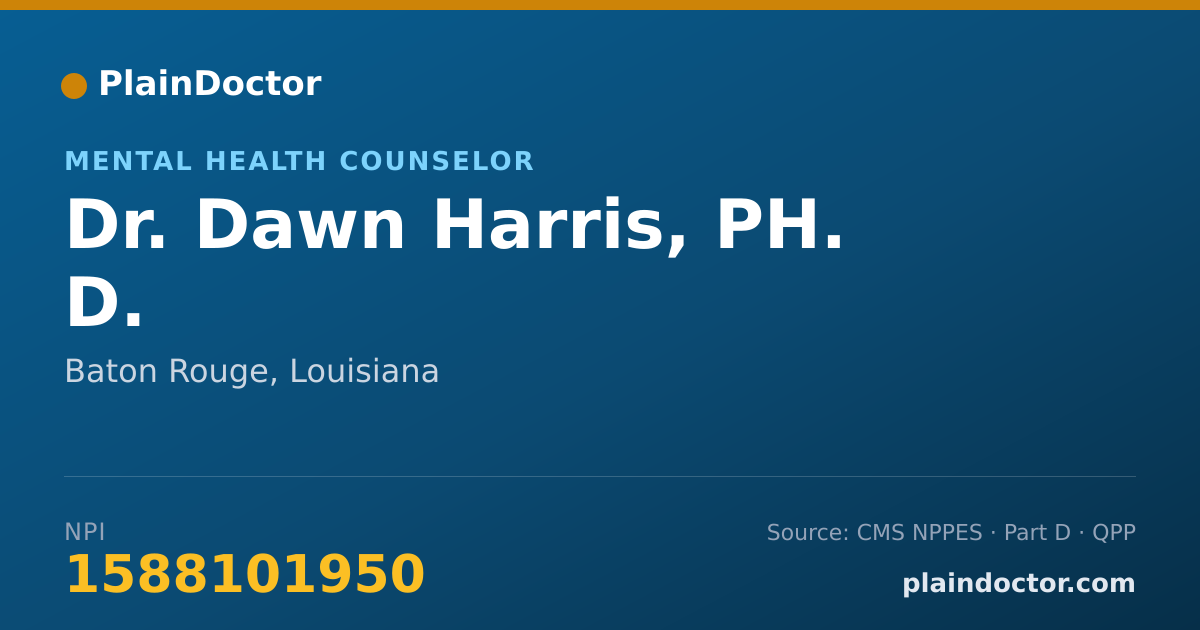 Shareable card for Dawn Harris, PH. D. - Mental Health Counselor, Baton Rouge, LA