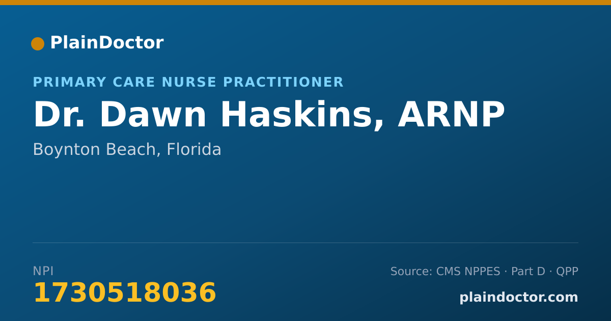 Shareable card for Dawn Haskins, ARNP - Primary Care Nurse Practitioner, Boynton Beach, FL