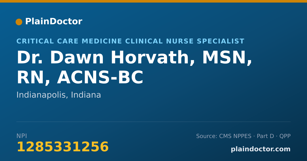 Shareable card for Dawn Horvath, MSN, RN, ACNS-BC - Critical Care Medicine Clinical Nurse Specialist, Indianapolis, IN
