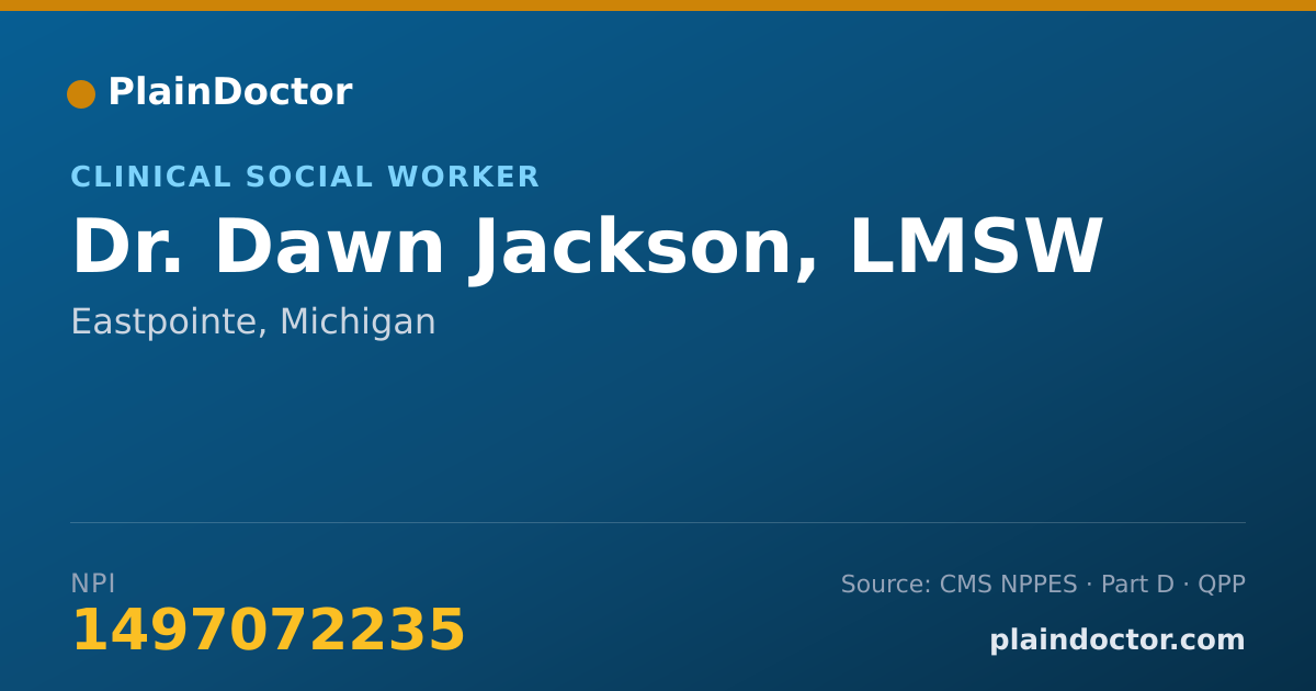 Shareable card for Dawn Jackson, LMSW - Clinical Social Worker, Eastpointe, MI