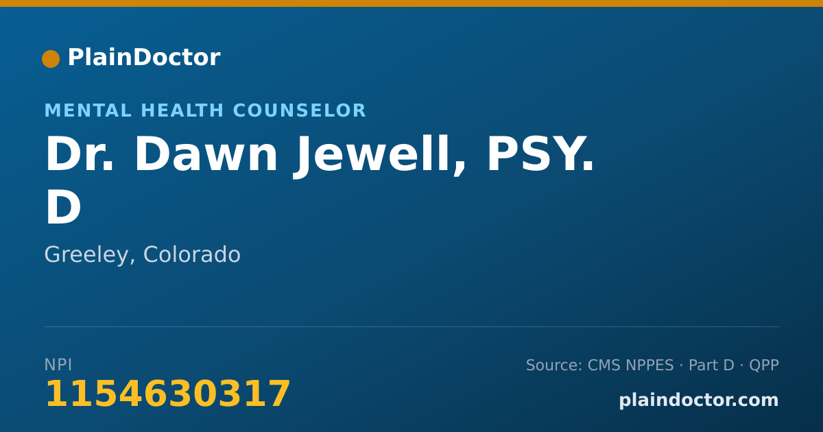 Shareable card for Dawn Jewell, PSY. D - Mental Health Counselor, Greeley, CO