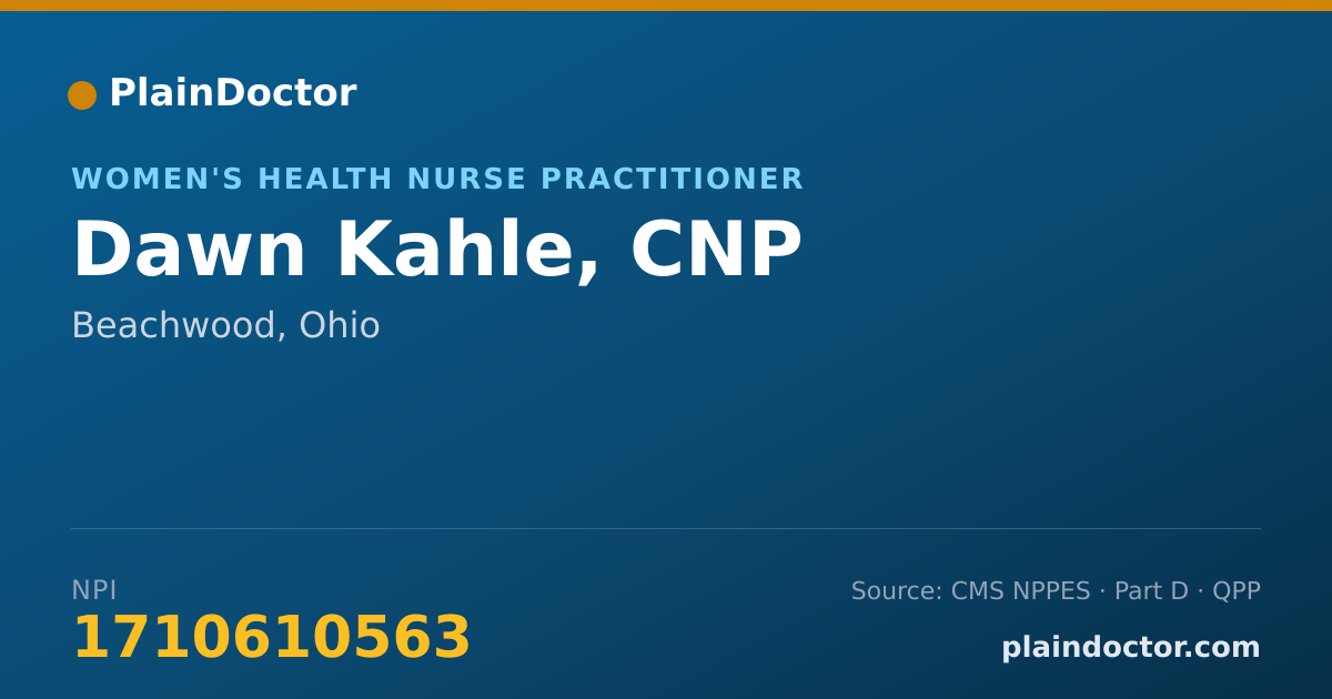 Shareable card for Dawn Kahle, CNP - Women's Health Nurse Practitioner, Beachwood, OH