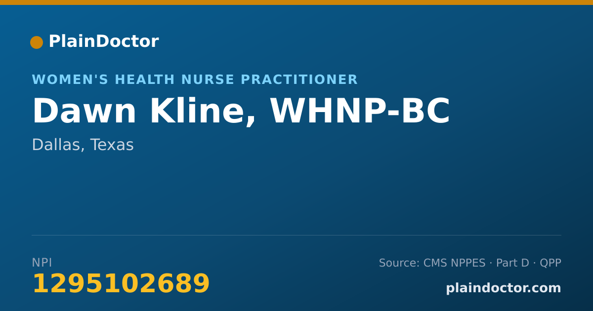 Shareable card for Dawn Kline, WHNP-BC - Women's Health Nurse Practitioner, Dallas, TX