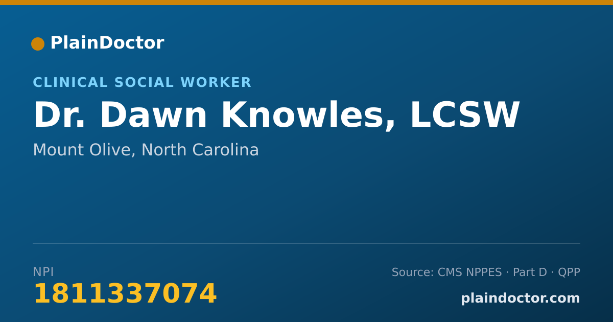 Shareable card for Dawn Knowles, LCSW - Clinical Social Worker, Mount Olive, NC