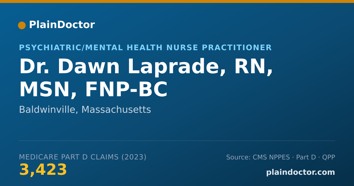 Shareable card for Dawn Laprade, RN, MSN, FNP-BC - Psychiatric/Mental Health Nurse Practitioner, Baldwinville, MA