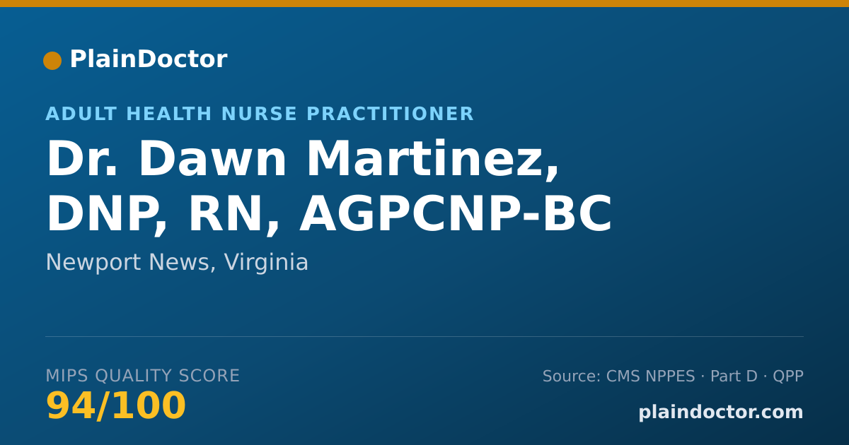 Shareable card for Dawn Martinez, DNP, RN, AGPCNP-BC - Adult Health Nurse Practitioner, Newport News, VA