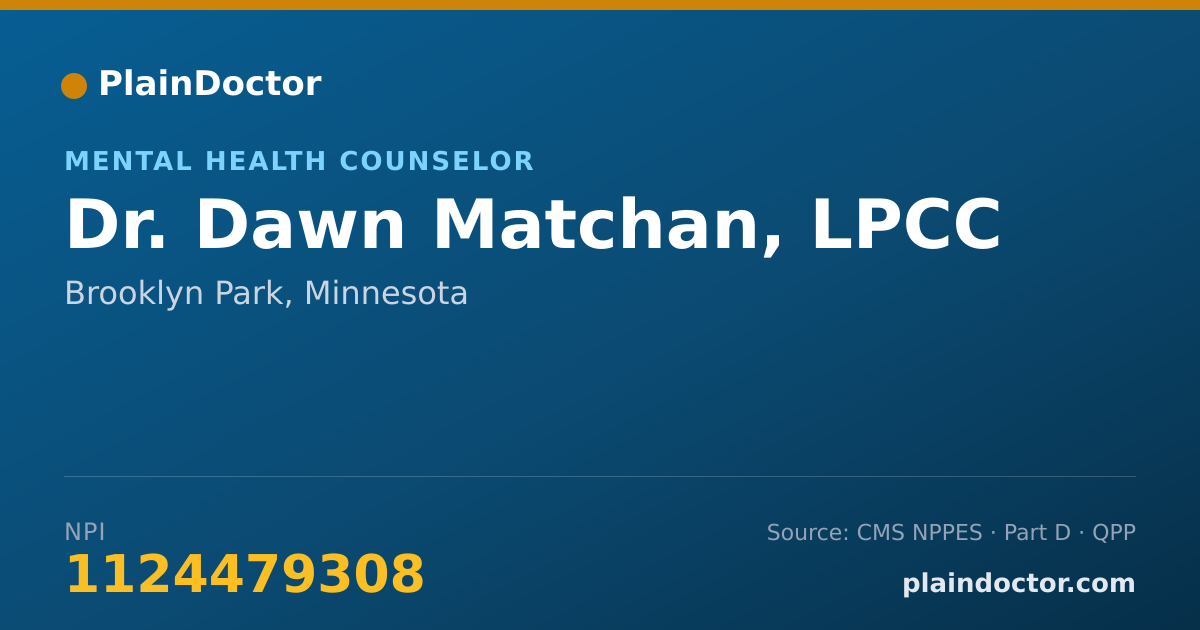 Shareable card for Dawn Matchan, LPCC - Mental Health Counselor, Brooklyn Park, MN