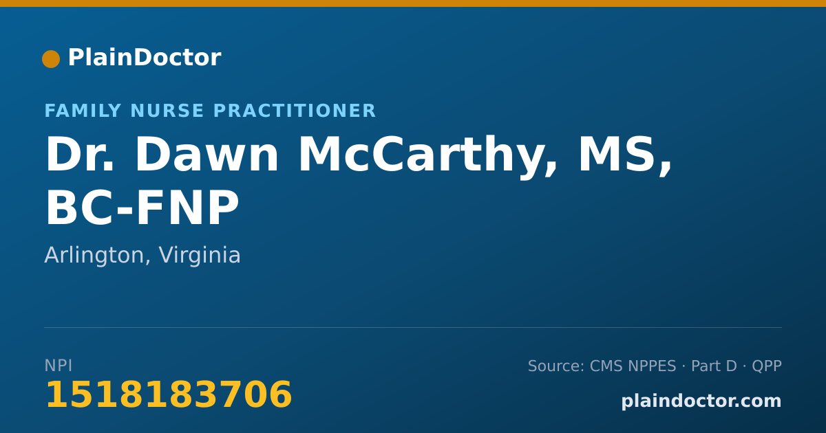Shareable card for Dawn McCarthy, MS, BC-FNP - Family Nurse Practitioner, Arlington, VA