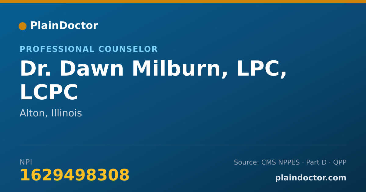 Shareable card for Dawn Milburn, LPC, LCPC - Professional Counselor, Alton, IL
