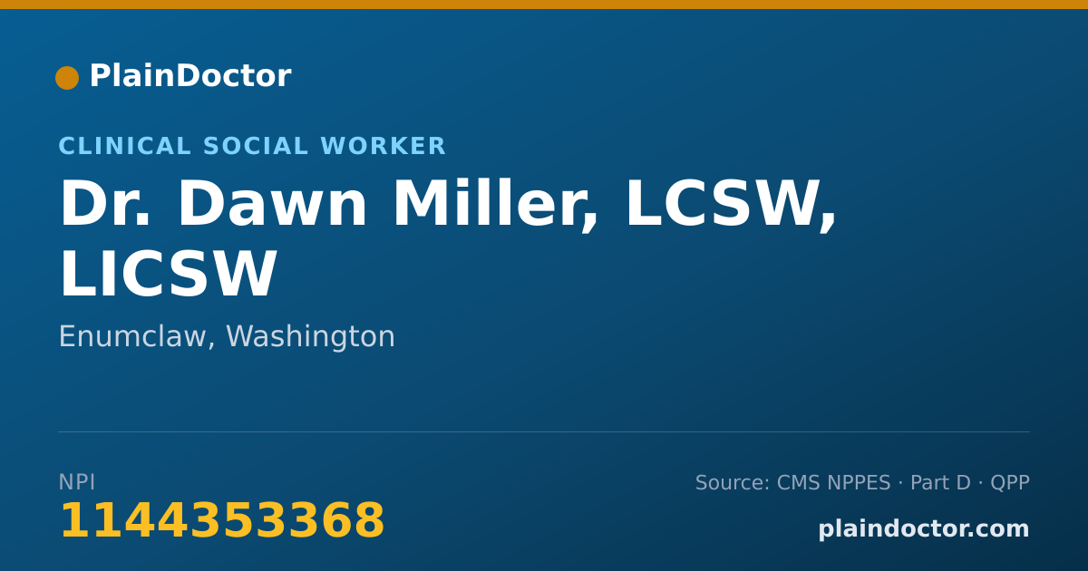Shareable card for Dawn Miller, LCSW, LICSW - Clinical Social Worker, Enumclaw, WA