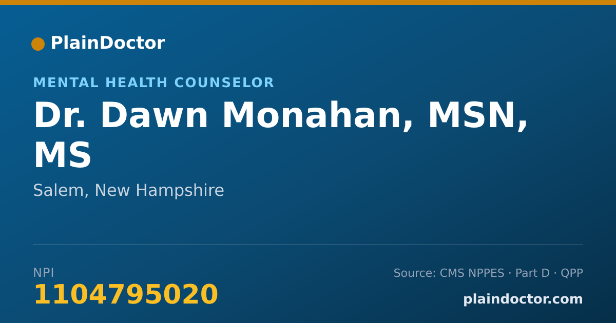 Shareable card for Dawn Monahan, MSN, MS - Mental Health Counselor, Salem, NH