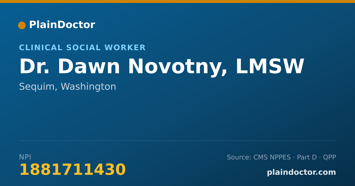 Shareable card for Dawn Novotny, LMSW - Clinical Social Worker, Sequim, WA