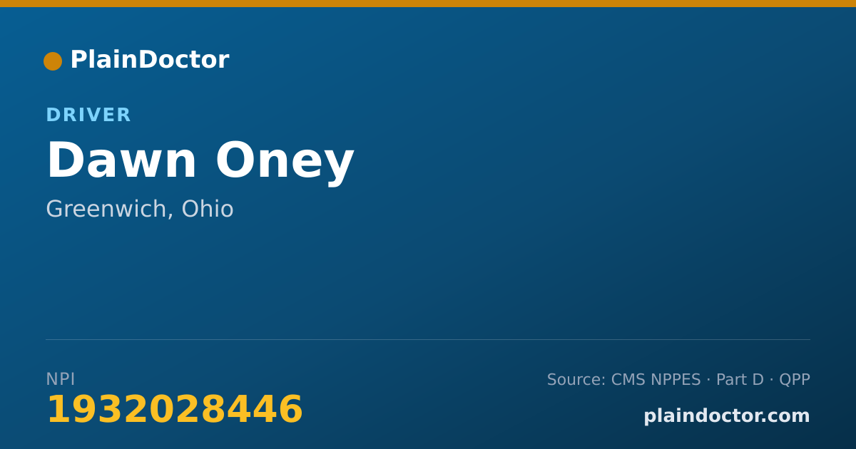 Shareable card for Dawn Oney - Driver, Greenwich, OH