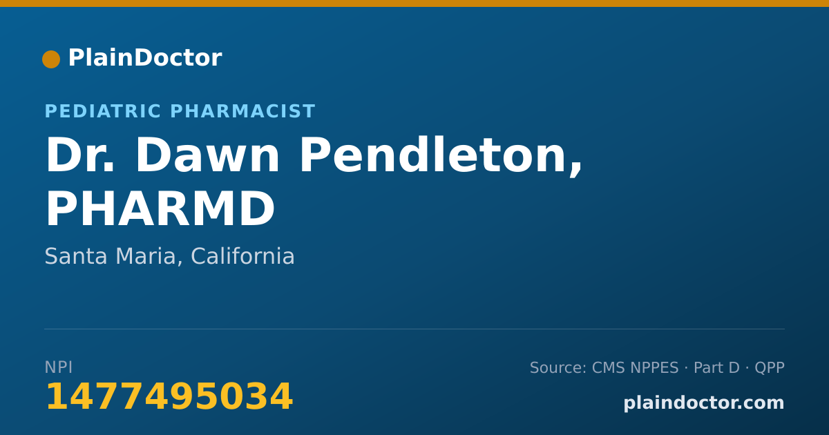 Shareable card for Dawn Pendleton, PHARMD - Pediatric Pharmacist, Santa Maria, CA