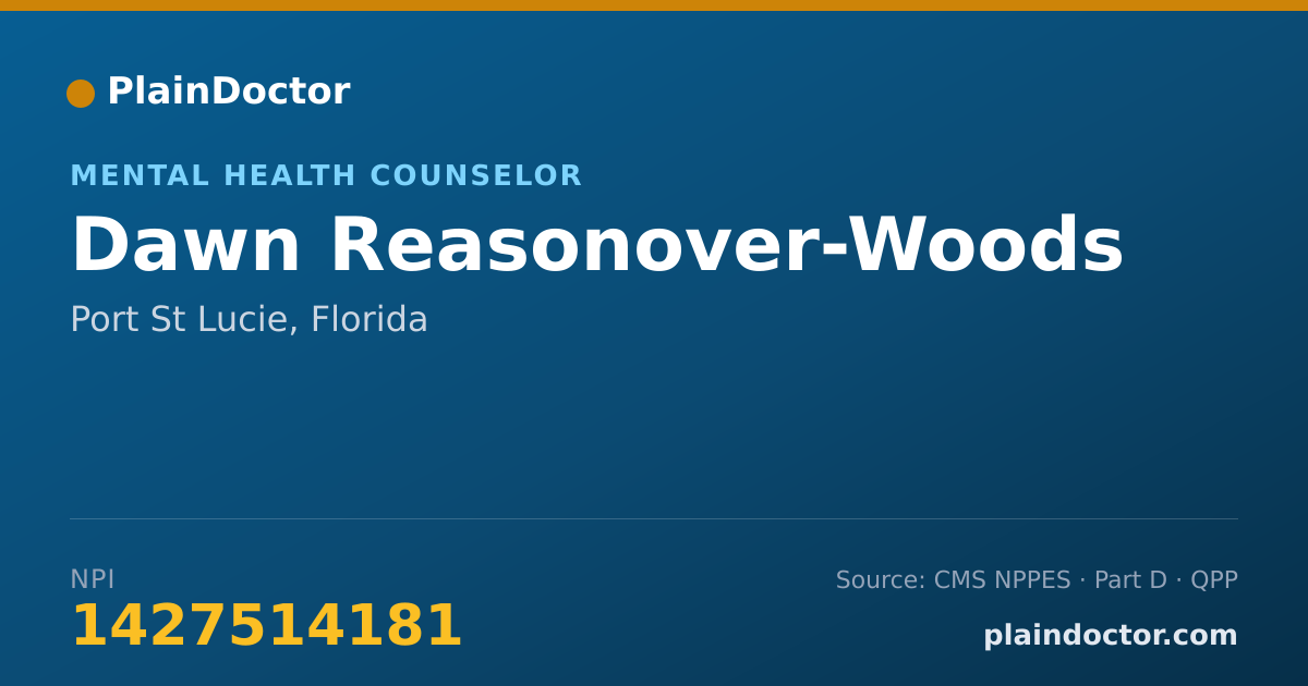 Shareable card for Dawn Reasonover-Woods - Mental Health Counselor, Port St Lucie, FL