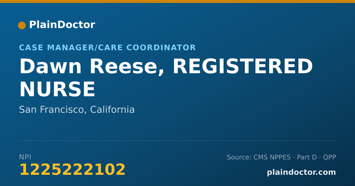Shareable card for Dawn Reese, REGISTERED NURSE - Registered Nurse, San Francisco, CA