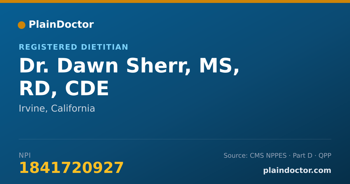 Shareable card for Dawn Sherr, MS, RD, CDE - Registered Dietitian, Irvine, CA