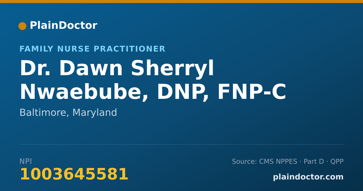 Shareable card for Dawn Sherryl Nwaebube, DNP, FNP-C - Family Nurse Practitioner, Baltimore, MD