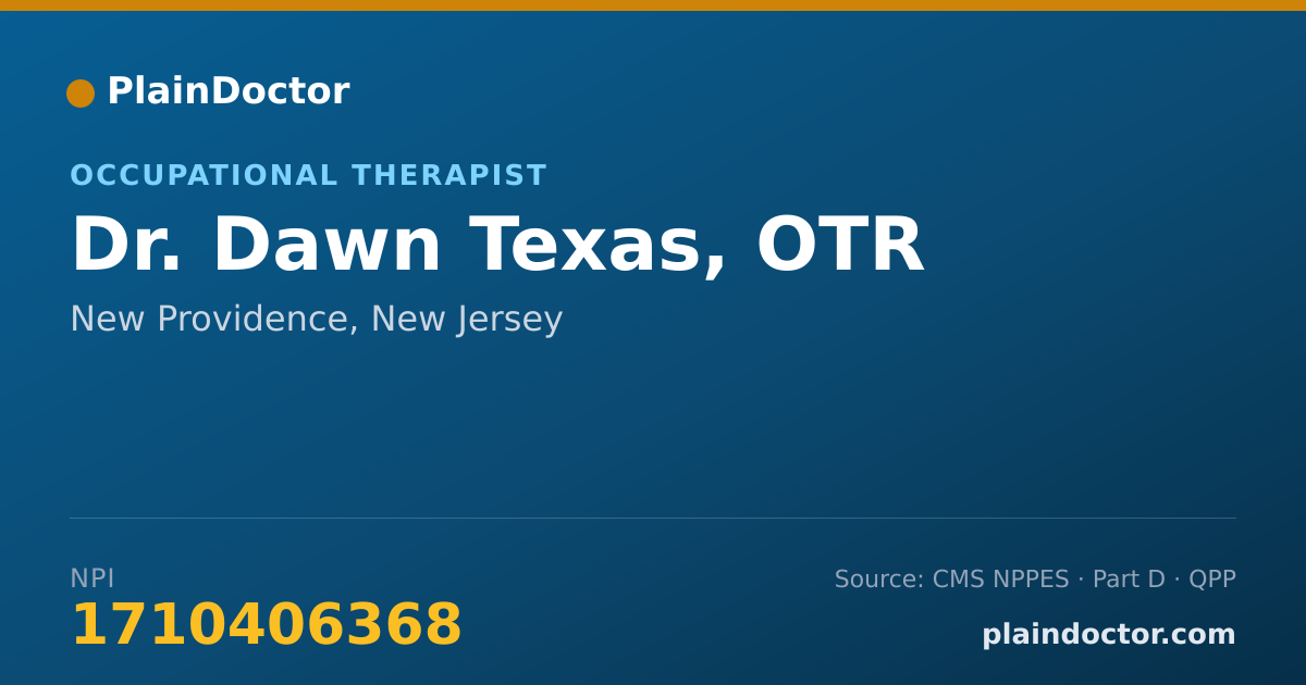Shareable card for Dawn Texas, OTR - Occupational Therapist, New Providence, NJ