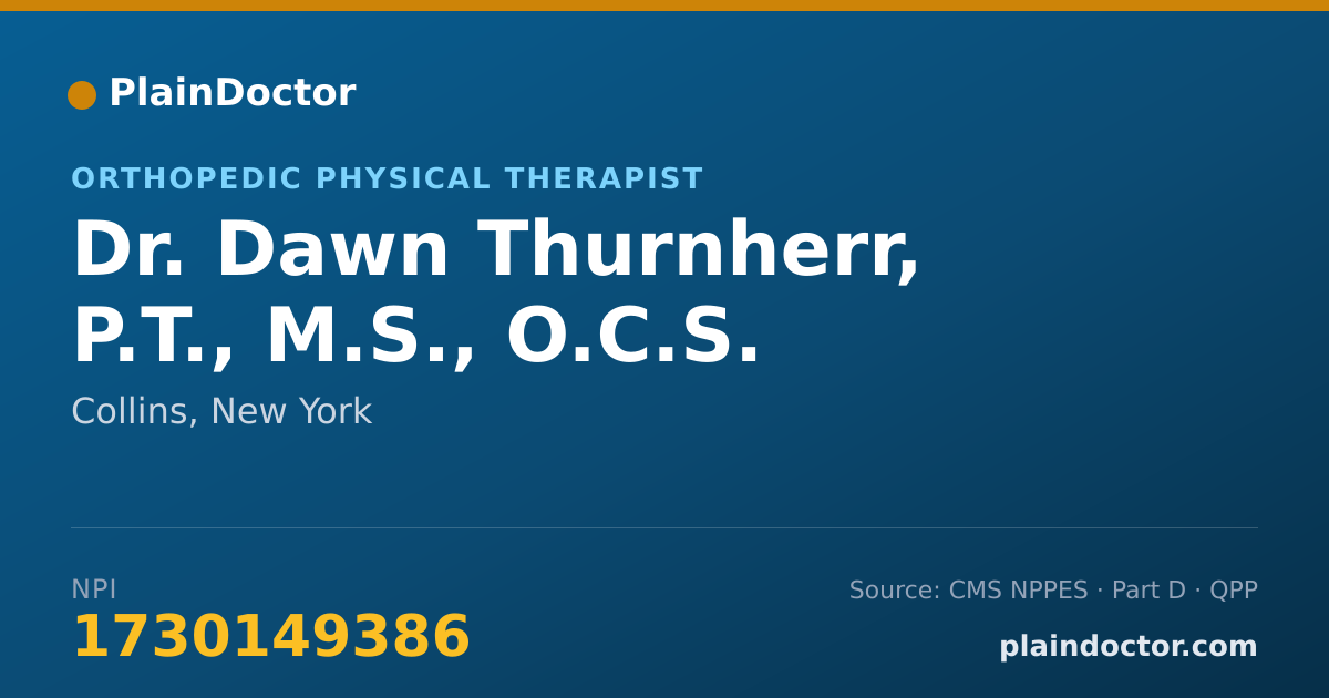 Shareable card for Dawn Thurnherr, P.T., M.S., O.C.S. - Orthopedic Physical Therapist, Collins, NY