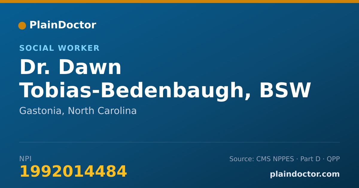 Shareable card for Dawn Tobias-Bedenbaugh, BSW - Social Worker, Gastonia, NC