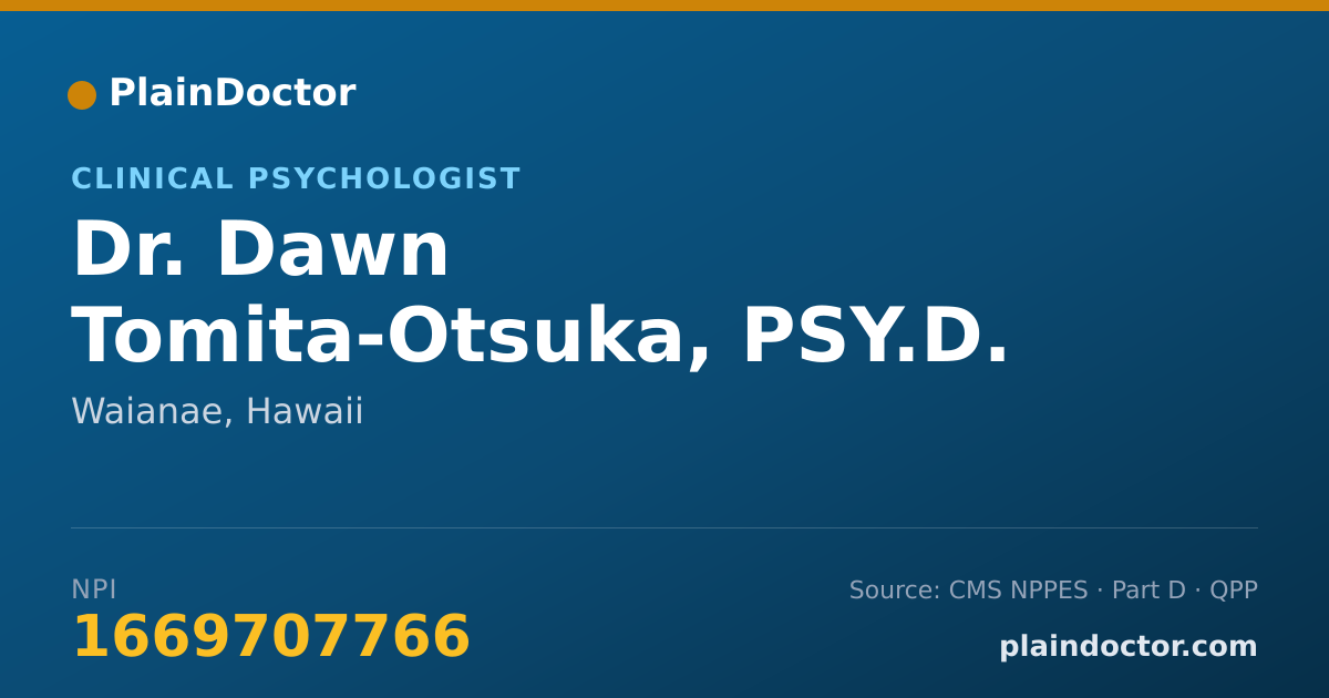 Shareable card for Dawn Tomita-Otsuka, PSY.D. - Clinical Psychologist, Waianae, HI