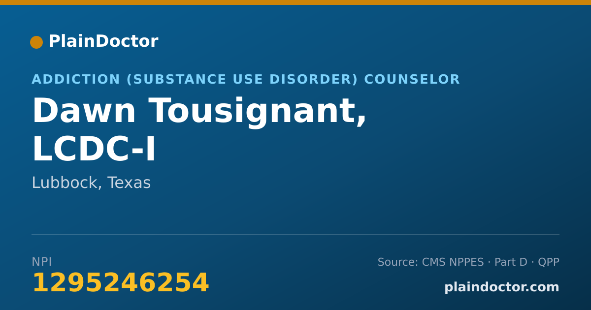 Shareable card for Dawn Tousignant, LCDC-I - Addiction (Substance Use Disorder) Counselor, Lubbock, TX