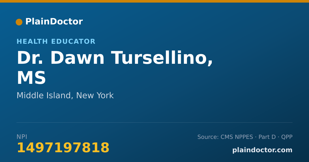 Shareable card for Dawn Tursellino, MS - Health Educator, Middle Island, NY