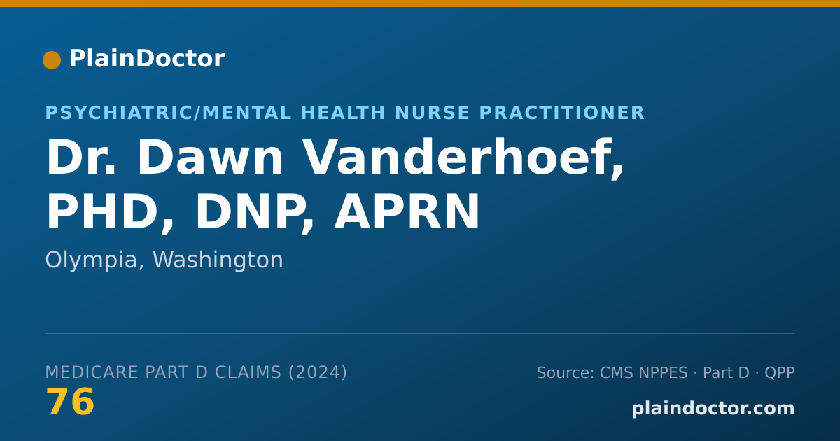 Shareable card for Dawn Vanderhoef, PHD, DNP, APRN - Psychiatric/Mental Health Nurse Practitioner, Olympia, WA
