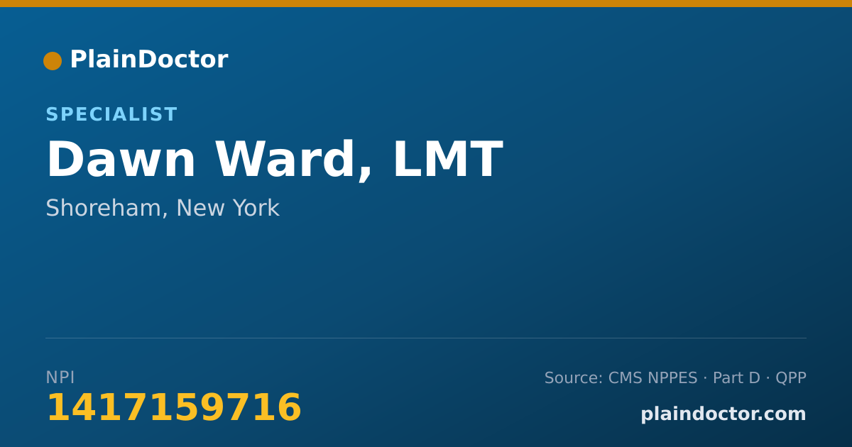 Shareable card for Dawn Ward, LMT - Specialist, Shoreham, NY
