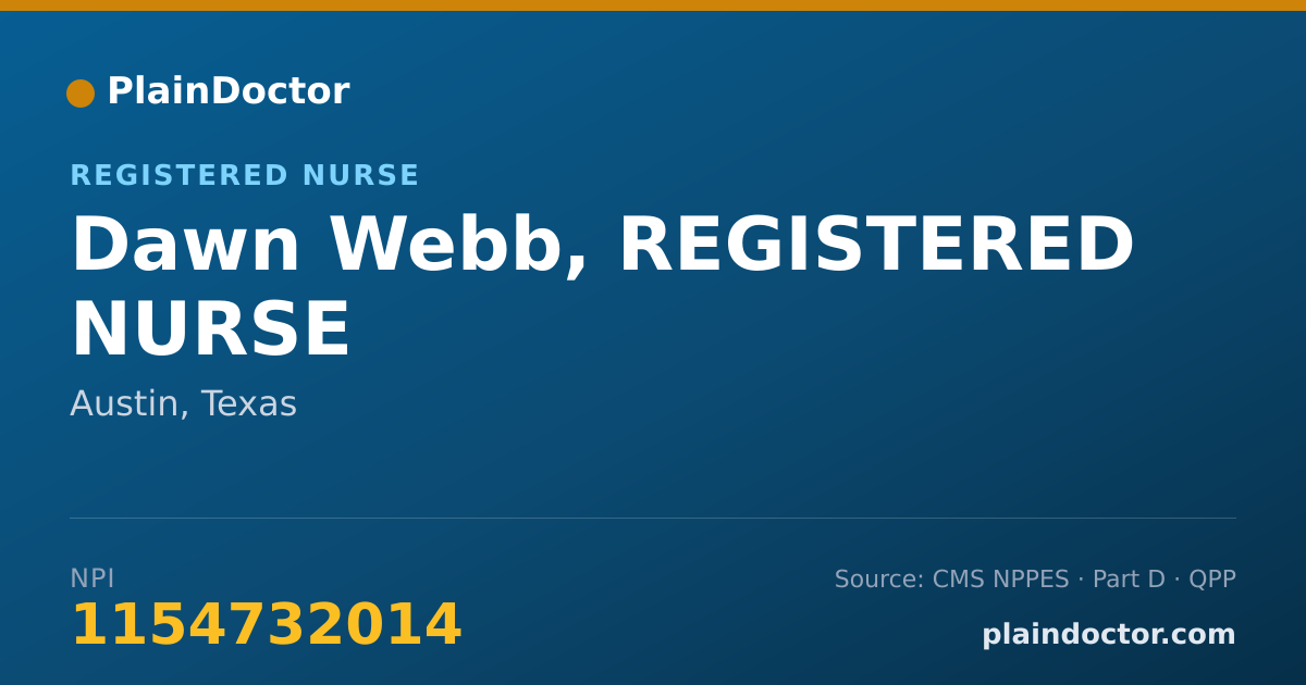 Shareable card for Dawn Webb, REGISTERED NURSE - Registered Nurse, Austin, TX